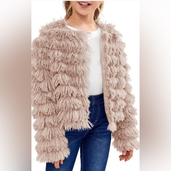Blue Blush Tan Furry Jacket - Picture 1 of 4